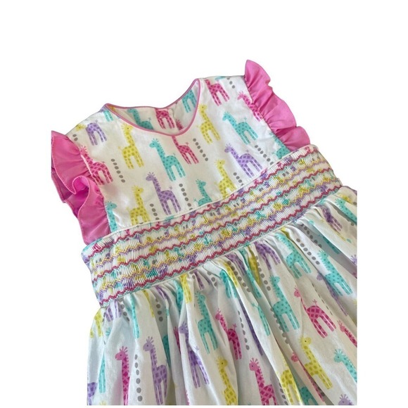 Petit Bebe Smocked Giraffe Dress 12m - Picture 3 of 6